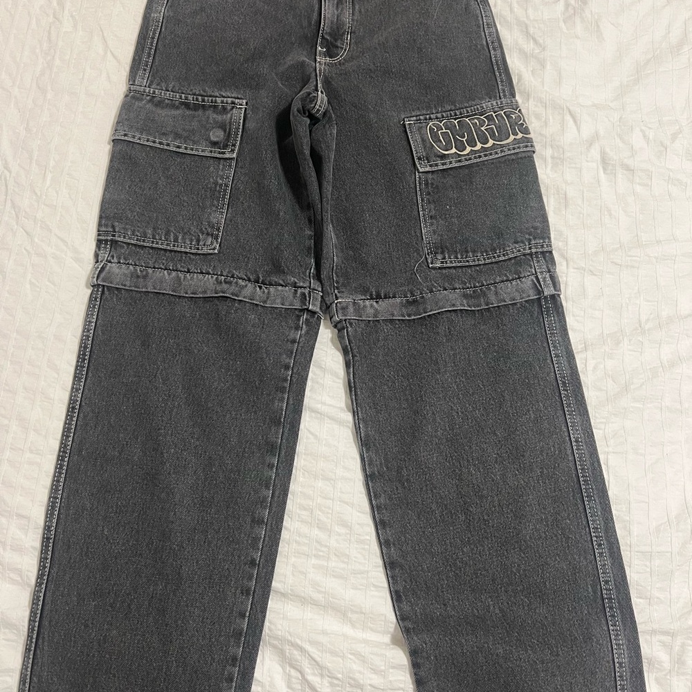 Gray Graphic Cargo Jeans